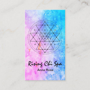 *~* Yoga Watercolor Reiki Sacred Geometry Business Card