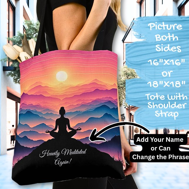 Yoga with a Sunset View - Add Name or Your Text Tote Bag (Creator Uploaded)