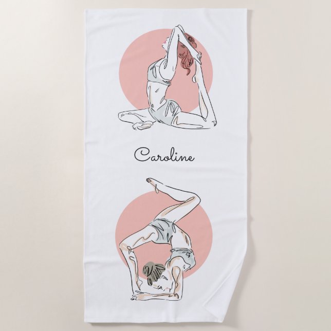 Yoga Woman custom name beach towel (Front)