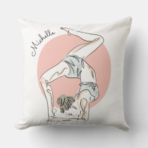 Yoga Woman custom name throw pillows