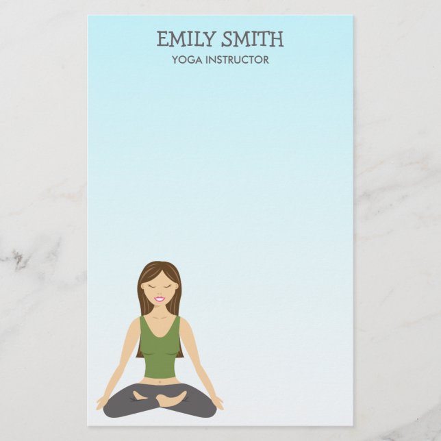 Yoga Woman In Lotus Pose Stationery (Front)