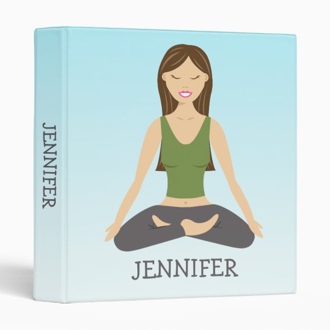 Yoga Woman In Lotus Pose With Custom Name Binder (Front/Spine)