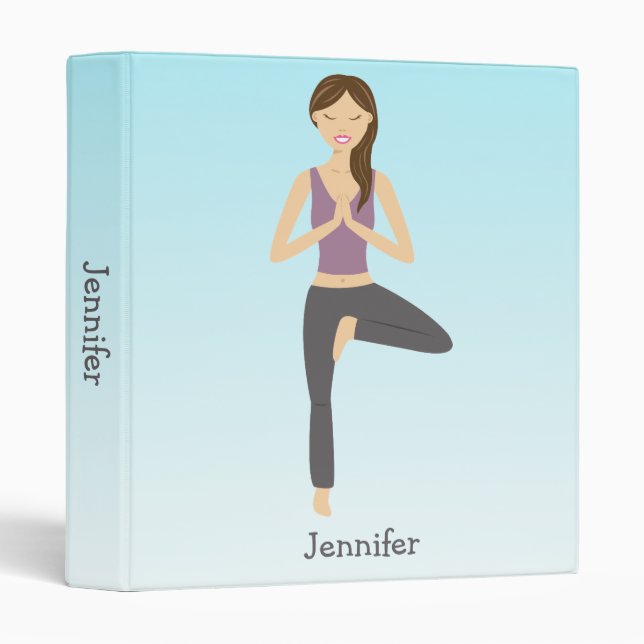 Yoga Woman In Tree Pose With Custom Name Binder (Front/Spine)