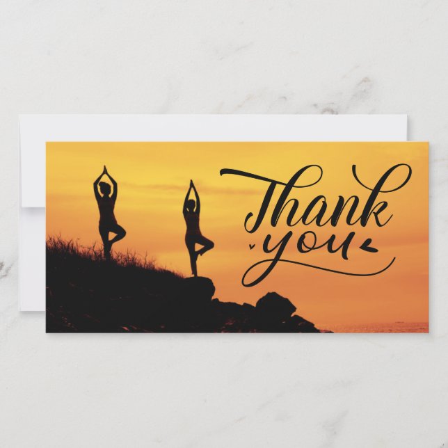 Yoga women are on the cliff thank you card (Front)