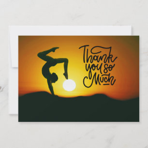 Yoga Women on Sunset Background   Thank You Card