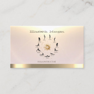 Yoga Women Silhouette Gold Sun Yoga Instructor Business Card