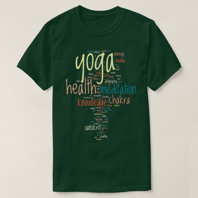 YOGA Word cloud concept vector illustration on bla T-Shirt (Design Front)