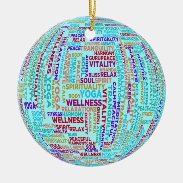 Yoga Word Cloud Ornement en céramique (Devant)