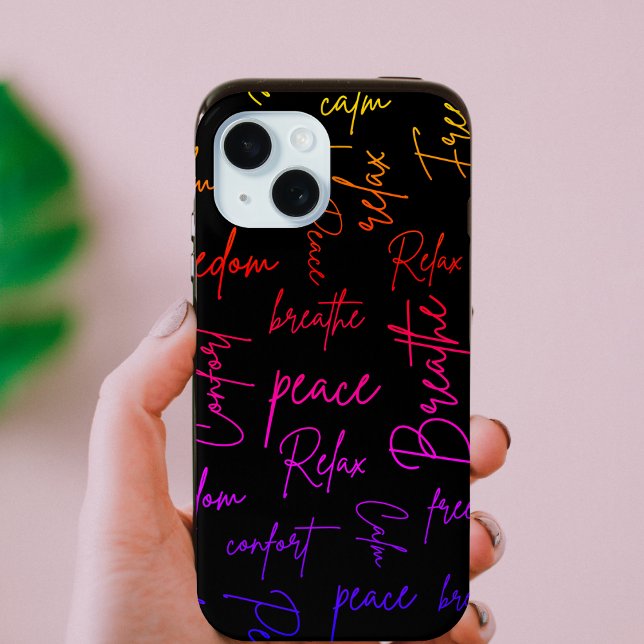 Yoga Words Colourful Script Black Design Case-Mate iPhone Case (Creator Uploaded)