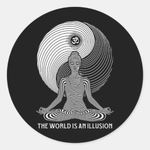 Yoga World Illusion Yin Yang Zen Girl Meditation F Classic Round Sticker