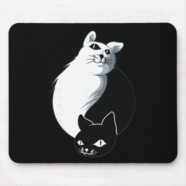 Yoga Ying Yang Cat  Mouse Pad (Front)