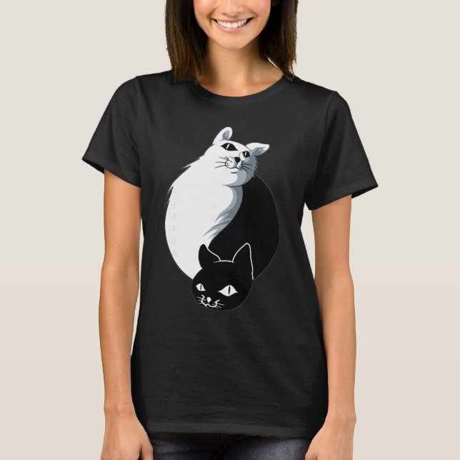 Yoga Ying Yang Cat  T-Shirt (Front)