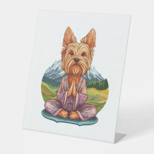 Yoga Yorkie – Funny Meditating Dog Pedestal Sign