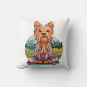 Yoga Yorkie � Funny Meditating Dog Throw Pillow