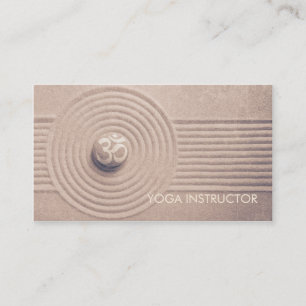 YOGA Zen Garden and OM symbol Pebble on Raked Sand Business Card
