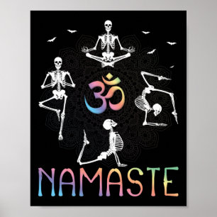 Yoga Zen Halloween Namaste Skeletons Witches Medit Poster