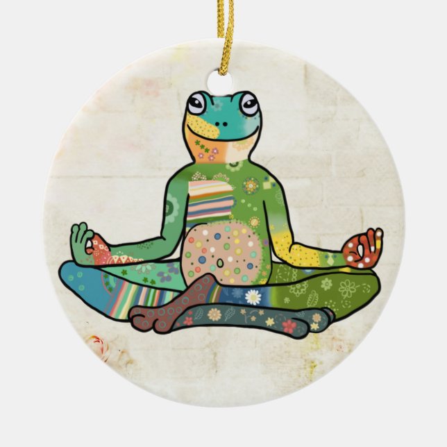 Yogafrosch Ceramic Ornament (Front)