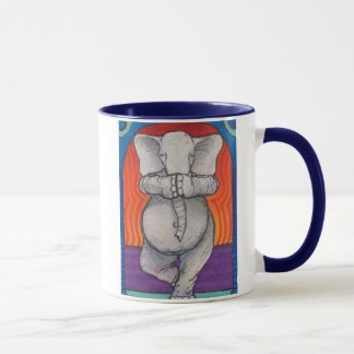 Yogaphant 1 Blue Handled Ringer Mug