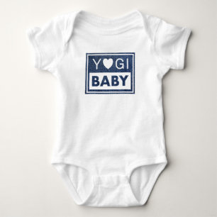 Yogi baby bodysuit with jeans pattern