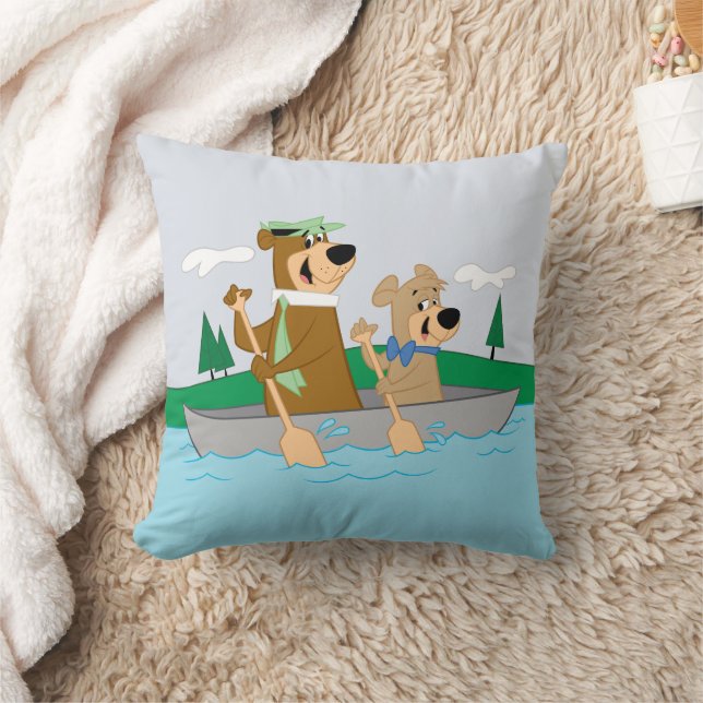 Yogi Bear and Boo Boo Fun Canoe Adventure Throw Pillow (Blanket)