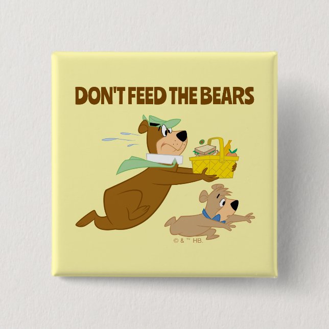 Yogi Bear and Boo-Boo Picnic Panic 2 Inch Square Button (Front)