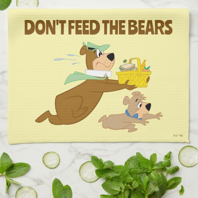Yogi Bear and Boo-Boo Picnic Panic Kitchen Towel (Folded)