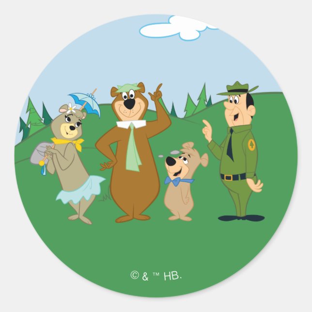 Yogi Bear and Friends Classic Pose Classic Round Sticker (Front)
