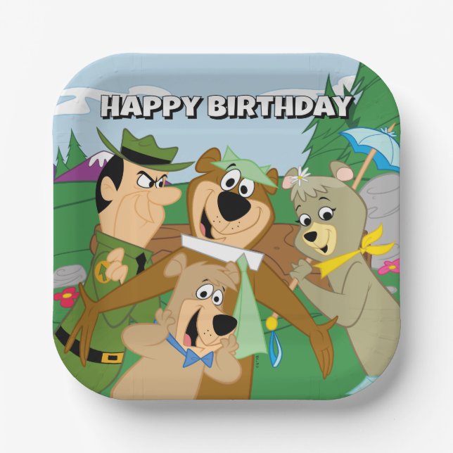 Yogi Bear and Friends Framed Forest Picture Paper Plate (Front)
