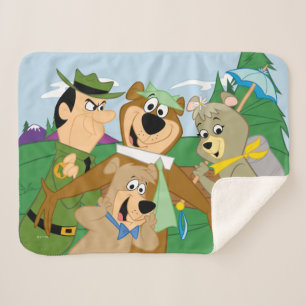 Yogi Bear and Friends Framed Forest Picture Sherpa Blanket