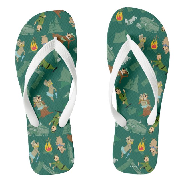 Yogi Bear and Friends Jellystone Park Camp Pattern Flip Flops (Footbed)