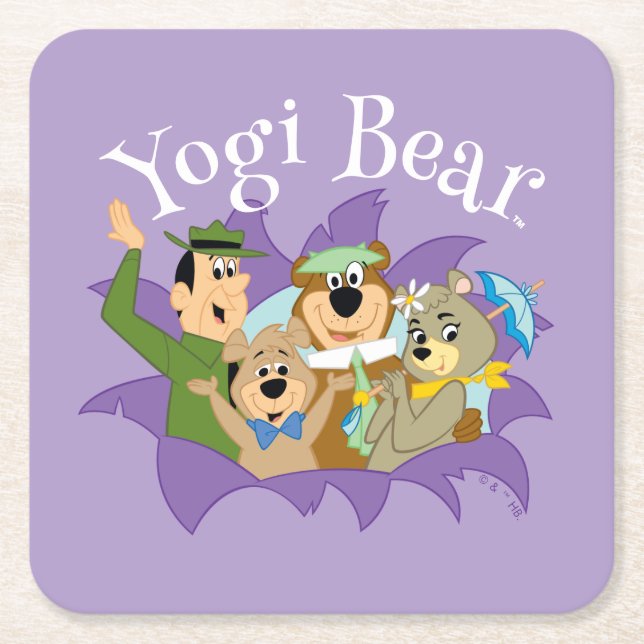 Yogi Bear and Friends Surprise Square Paper Coaster (Front)