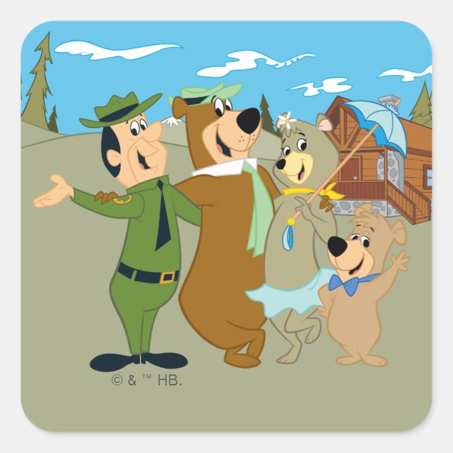 Yogi Bear and Friends Warm Welcome Square Sticker (Front)