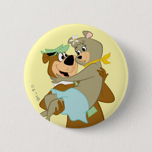 Yogi Bear Carrying Cindy Bear 2 Inch Round Button