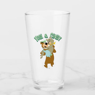 Yogi Bear Carrying Cindy Bear Glass