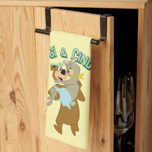 Yogi Bear Carrying Cindy Bear Kitchen Towel
