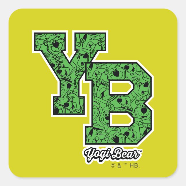 Yogi Bear Patterned Varsity Letters Square Sticker (Front)