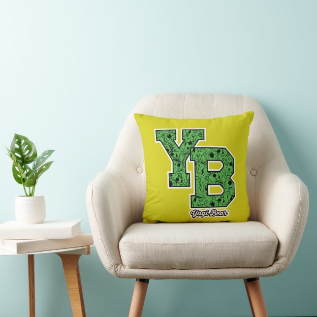 Yogi Bear Patterned Varsity Letters Throw Pillow (Chair)