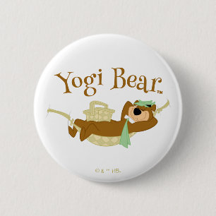 Yogi Bear Picnic Hammock Nap Time 2 Inch Round Button