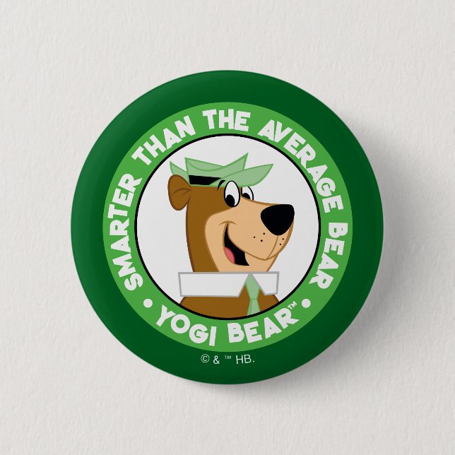 Yogi Bear Smiling Portrait 2 Inch Round Button (Front)
