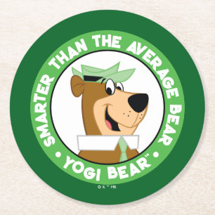Yogi Bear Smiling Portrait Round Paper Coaster