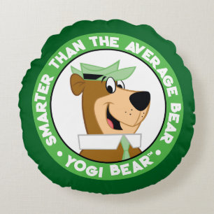 Yogi Bear Smiling Portrait Round Pillow