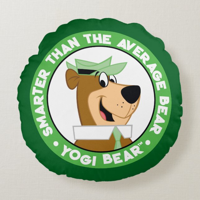 Yogi Bear Smiling Portrait Round Pillow (Front)
