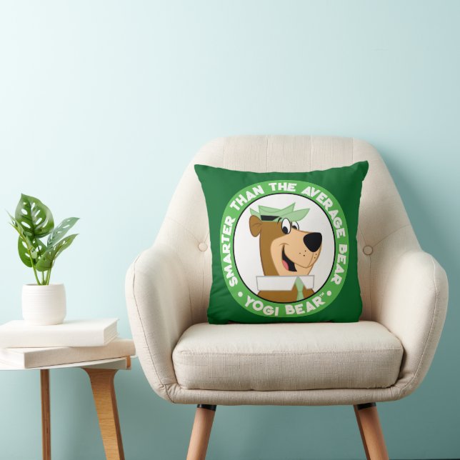 Yogi Bear Smiling Portrait Throw Pillow (Chair)