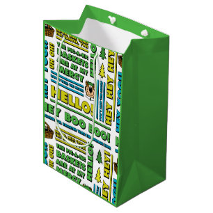Yogi Bear's Picnic Quotes & Fun Phrases Pattern Medium Gift Bag