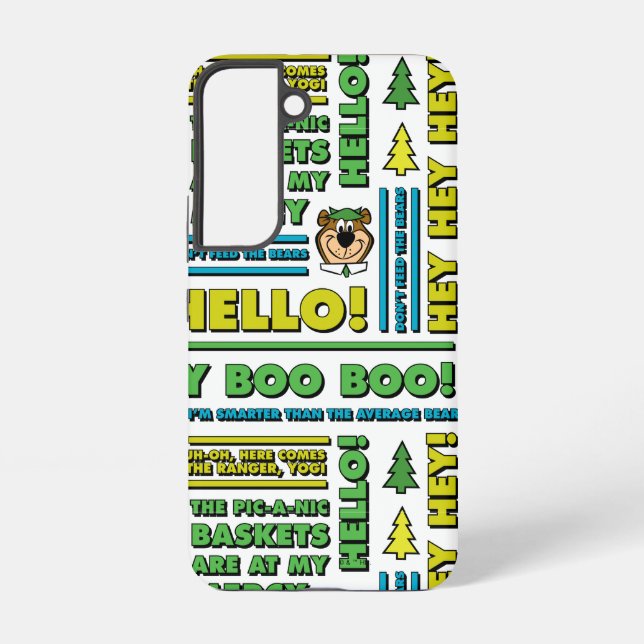 Yogi Bear's Picnic Quotes & Fun Phrases Pattern Samsung Galaxy S22 Case (Back)