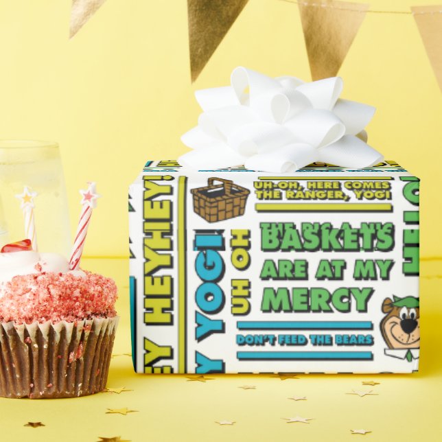 Yogi Bear's Picnic Quotes & Fun Phrases Pattern Wrapping Paper (Birthday Party)