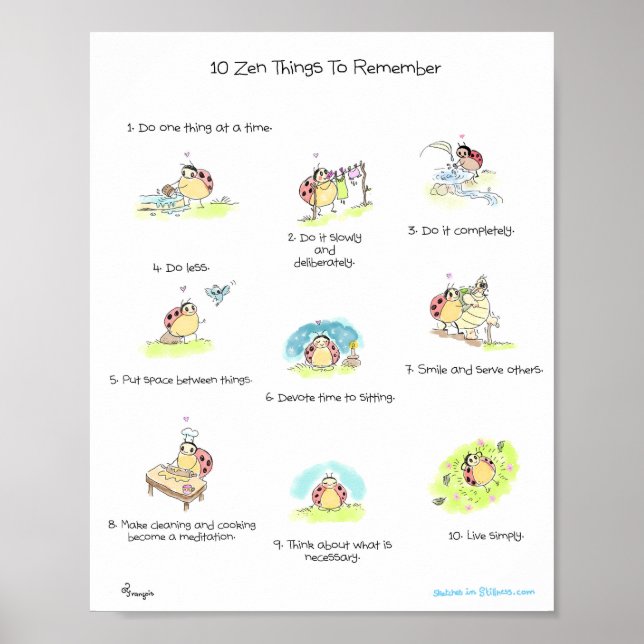 Yogi Ladybug "10 Zen Things To Remember" PRINT (Front)