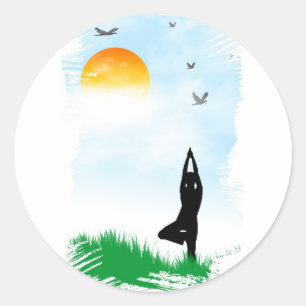Yogi meditating classic round sticker