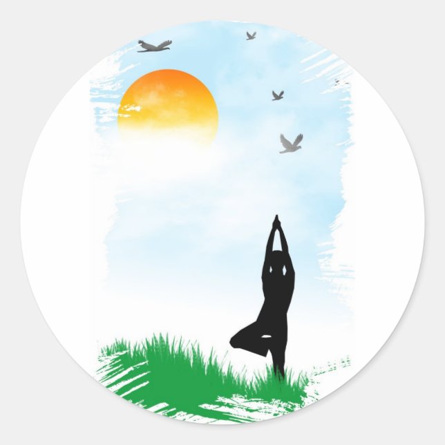 Yogi meditating classic round sticker (Front)