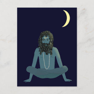 Yogi Shiva Under the Crescent Moon Postcard